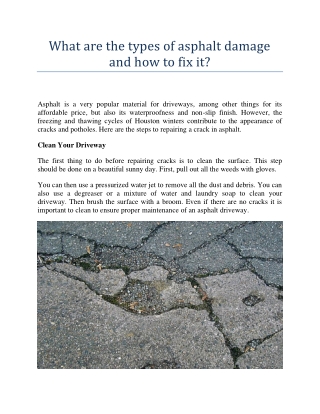 What are the types of asphalt damage and how to fix it?