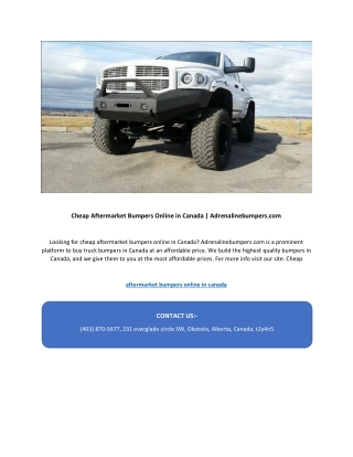 Cheap Aftermarket Bumpers Online in Canada | Adrenalinebumpers.com