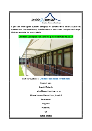 Outdoor Canopies For Schools  Inside2Outside.co.uk0