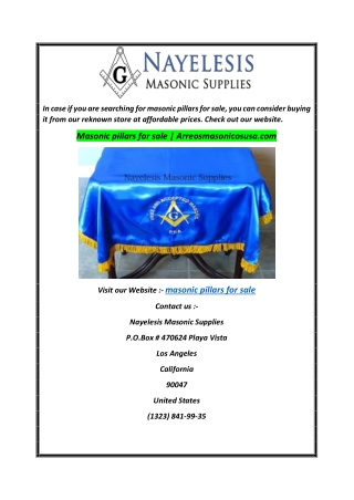 Masonic pillars for sale Arreosmasonicosusa.com