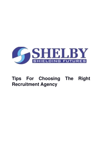 Tips For Choosing The Right Recruitment Agency - Shelby Global