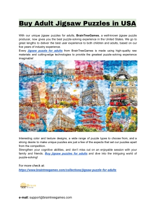 Buy Adult Jigsaw Puzzles in USA