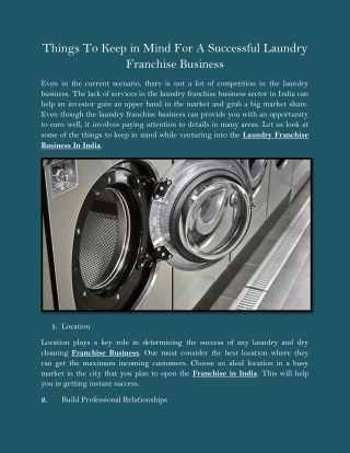 Things To Keep In Mind For A Successful Laundry Franchise Business