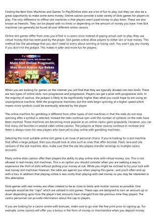 On the web Slots Casinos