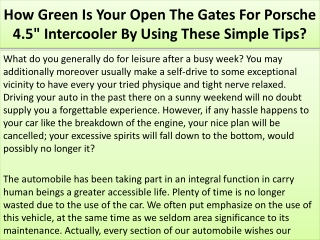 How Green Is Your Open The Gates For Porsche 4.5" Intercooler By Using These Sim