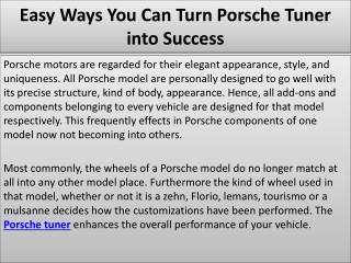 Easy Ways You Can Turn Porsche Tuner into Success