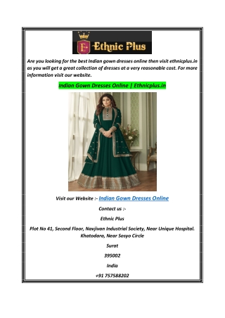 Indian Gown Dresses Online  Ethnicplus.in