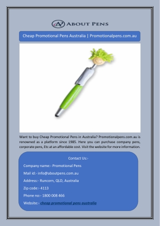 Cheap Promotional Pens Australia | Promotionalpens.com.au