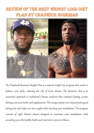 Review of the Best Weight Loss Diet Plan by Chadwick Boseman