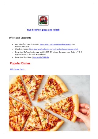 5% Off - Two brothers pizza and kebab Frankston Menu, Vic