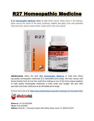 R27 Homeopathic Medicine