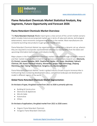 Flame Retardant Chemicals Market  Innovative Strategy and Forecast to 2026
