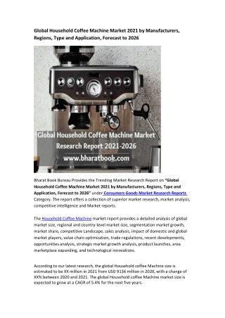 Global Household Coffee Machine Market Research Report 2021-2026