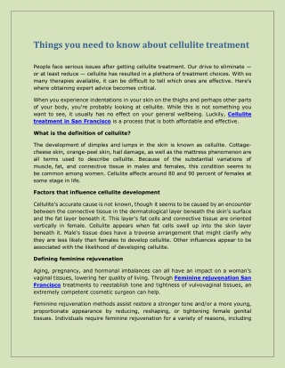 Things you need to know about cellulite treatment