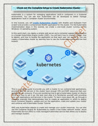 Check out the Complete Setup to Create Kubernetes Cluster
