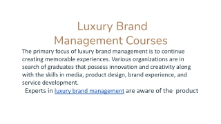 Luxury Brand Management Courses