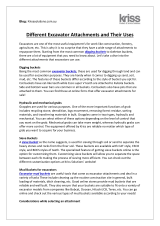 Different Excavator Attachments and Their Uses