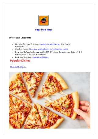 15% Off - Papalino Pizza delivery and takeaway chapel st Windsor, VIC