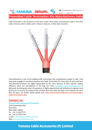 Premolded Cable Termination Kits Manufacturers India