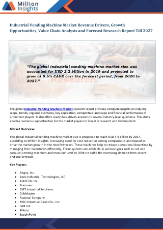 Industrial Vending Machine Market