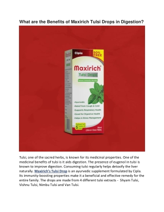 What are the Benefits of Maxirich Tulsi Drops in Digestion?