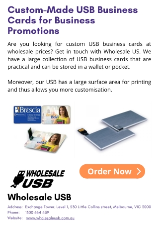 Custom-Made USB Business Cards for Business Promotions