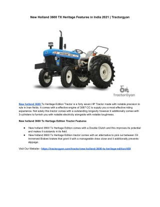 New Holland 3600 TX Heritage Edition in India 2021 | Tractorgyan