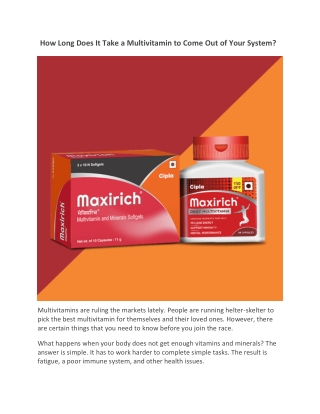 How Long Does It Take a Multivitamin to Come Out of Your System?