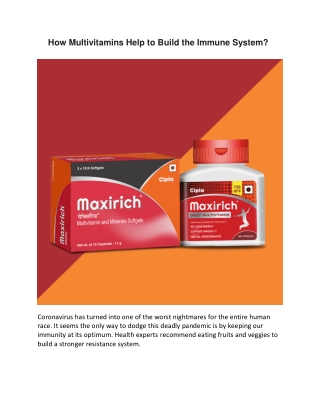How Multivitamins Help to Build the Immune System?