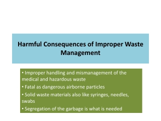 Harmful Consequences of Improper Waste Management