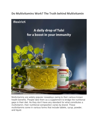 Do Multivitamins Work - The Truth behind Multivitamin