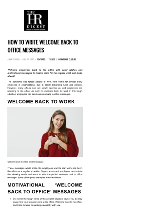 Welcome Back Messages for New Employees