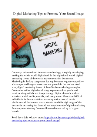 Digital Marketing Tips to Promote Your Brand Image