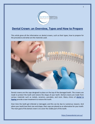 Dental Crown: an Overview, Types and How to Prepare