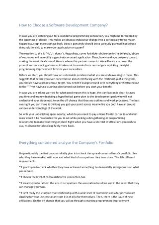 How to Choose a Software Development Company
