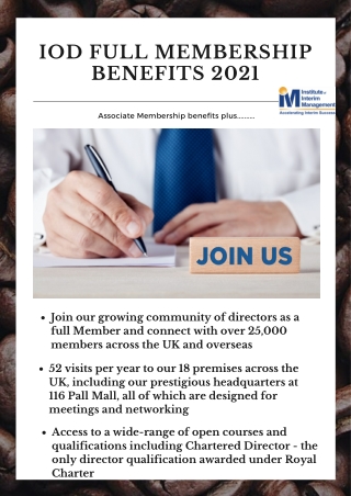 IoD Full Membership Benefits 2021