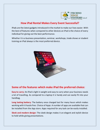 How iPad Rental Makes Every Event Successful?