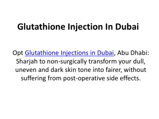 Glutathione Injection In Dubai