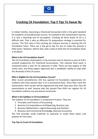 Cracking CA Foundation: Top 5 Tips To Swear By