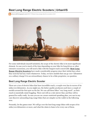 Best Long Range Electric Scooters