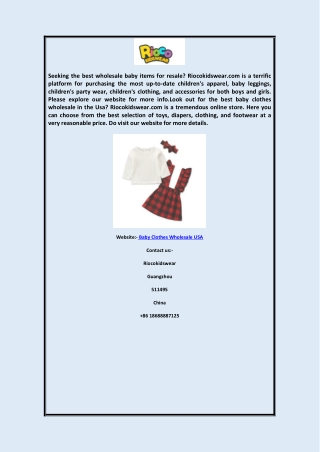 Baby Clothes Wholesale Usa Riocokidswear