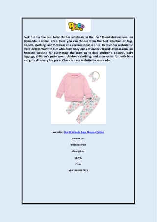 Buy Wholesale Baby Onesies Online  Riocokidswear.com