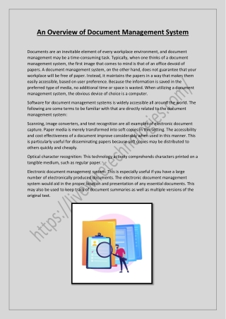 An Overview of Document Management System