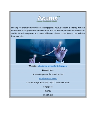 Chartered Accountant Singapore | Acutus-ca.com