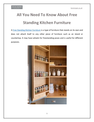 All You Need To Know About Free Standing Kitchen Furniture