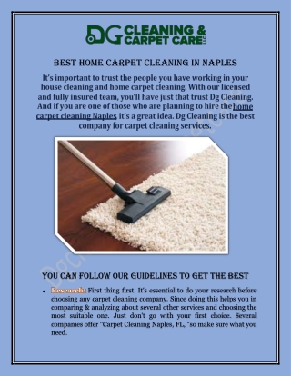 Find the Best Services of Home Carpet Cleaning in Naples FL