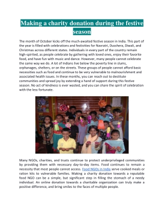 Making a charity donation during the festive season