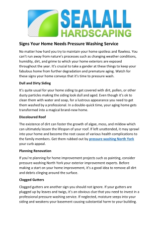 Signs Your Home Needs Pressure Washing Service