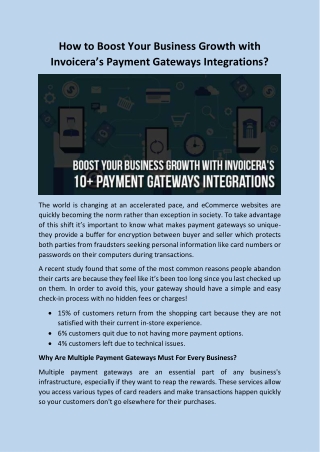 How to Boost Your Business Growth With Invoicera’s Payment Gateways Integrations