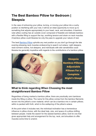 The Best Bamboo Pillow for Bedroom | Sleepsia